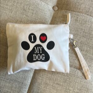 I Heart Love My Dog Dog Paw Print Zipper Pouch